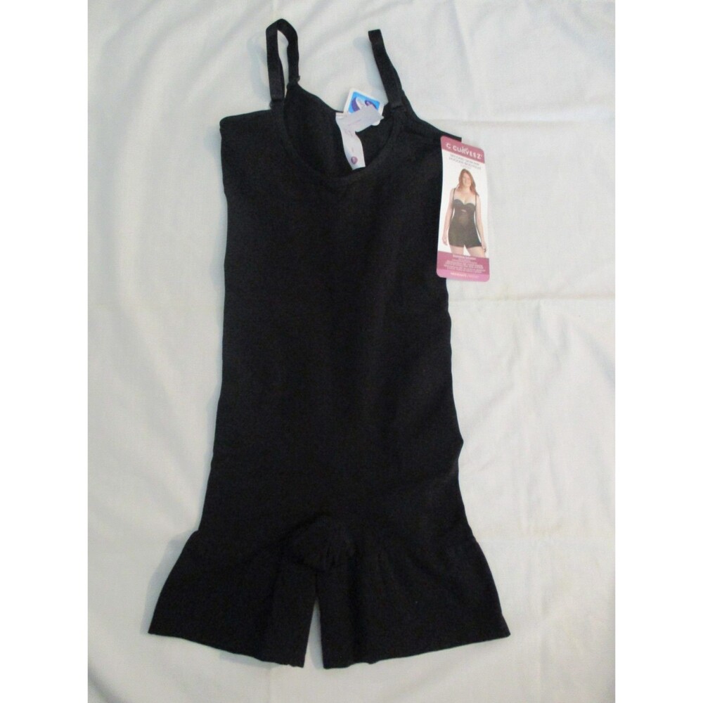 Curveez Womens Sz 2XL Shapewear Bodysuit Second Skin Hip Hugger Black CUR3005